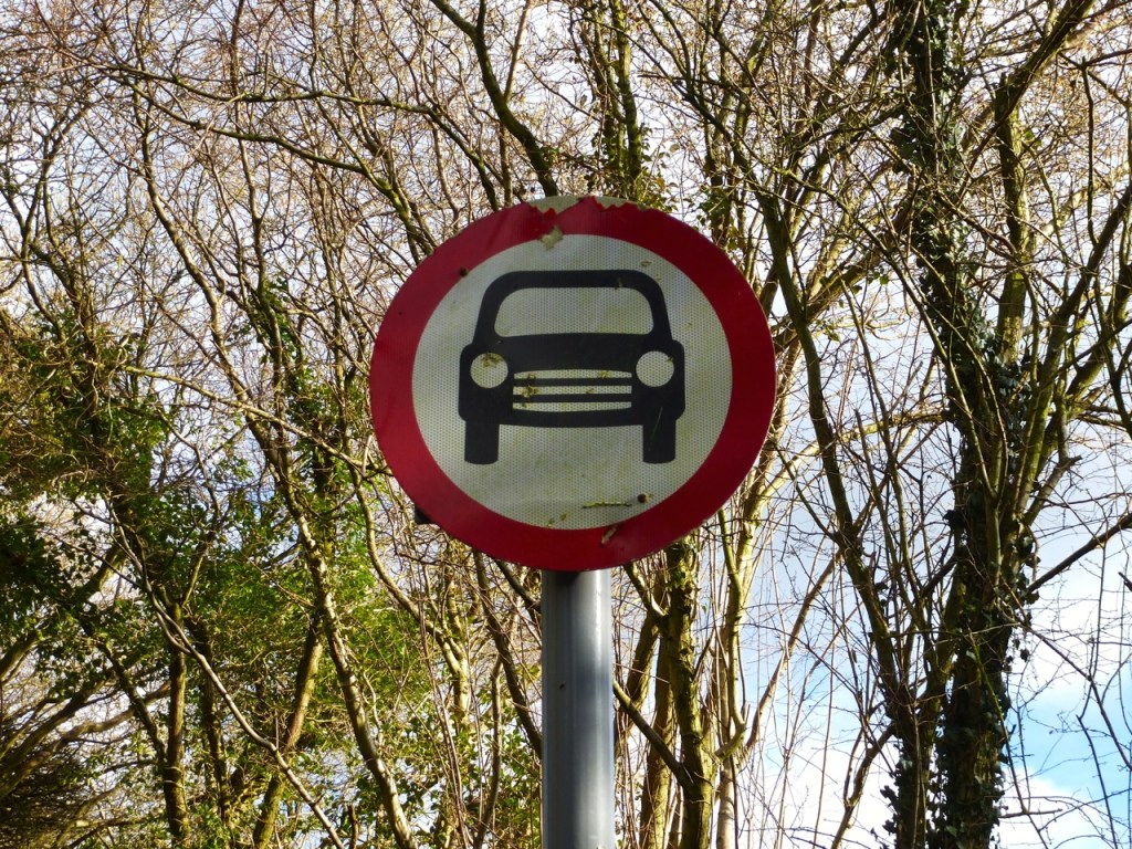 No cars signpost UK