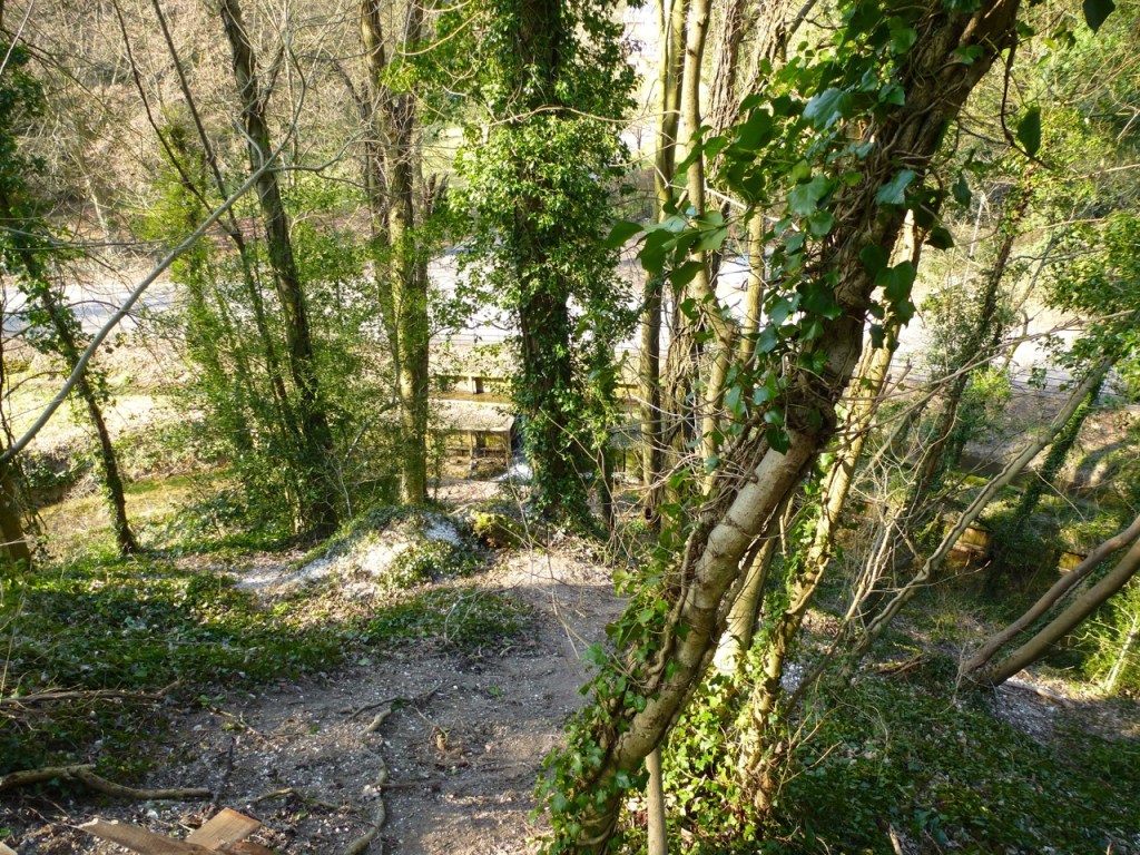 Looking down to the road