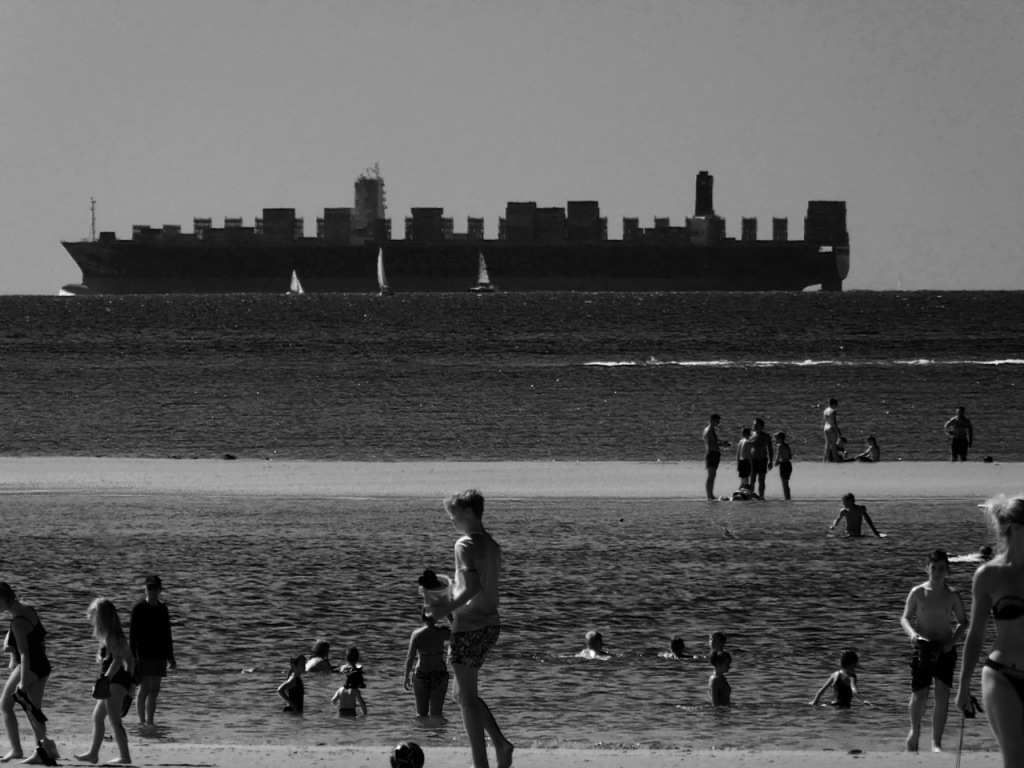 West Wittering and cargo ship
