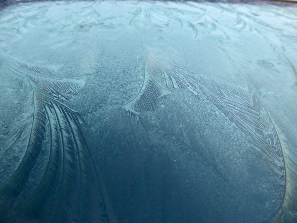Patterns in frost on windscreen